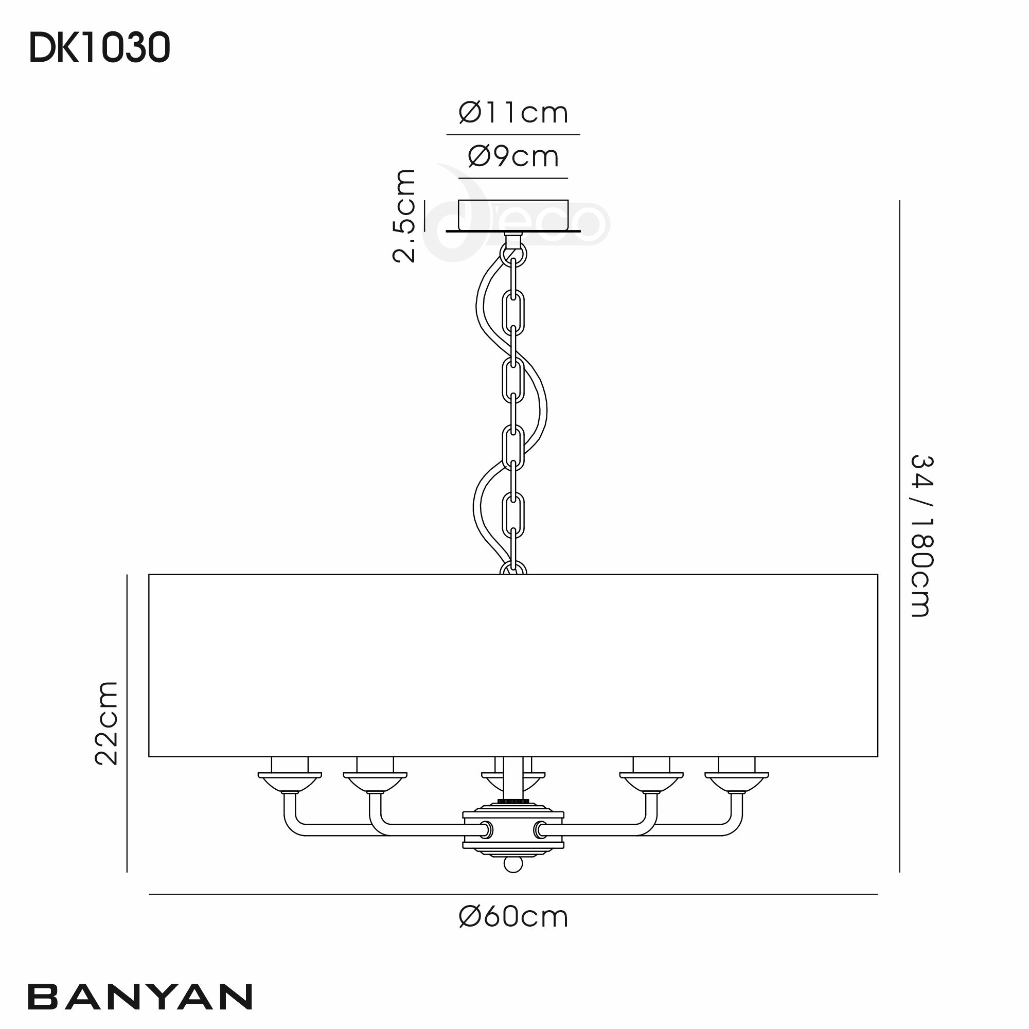 DK1030  Banyan 45cm 3 Light Pendant Matt Black; Soft Bronze